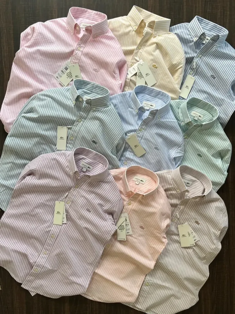 Striped button-down Oxford shirts (white, XL)